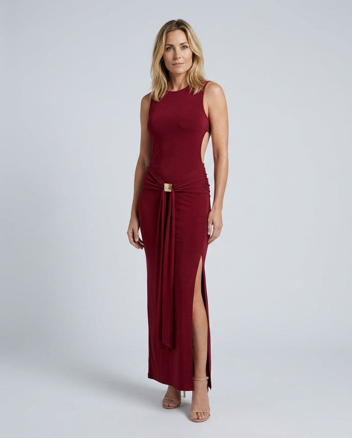 Faye | Open Back Fitted Maxi Dress
