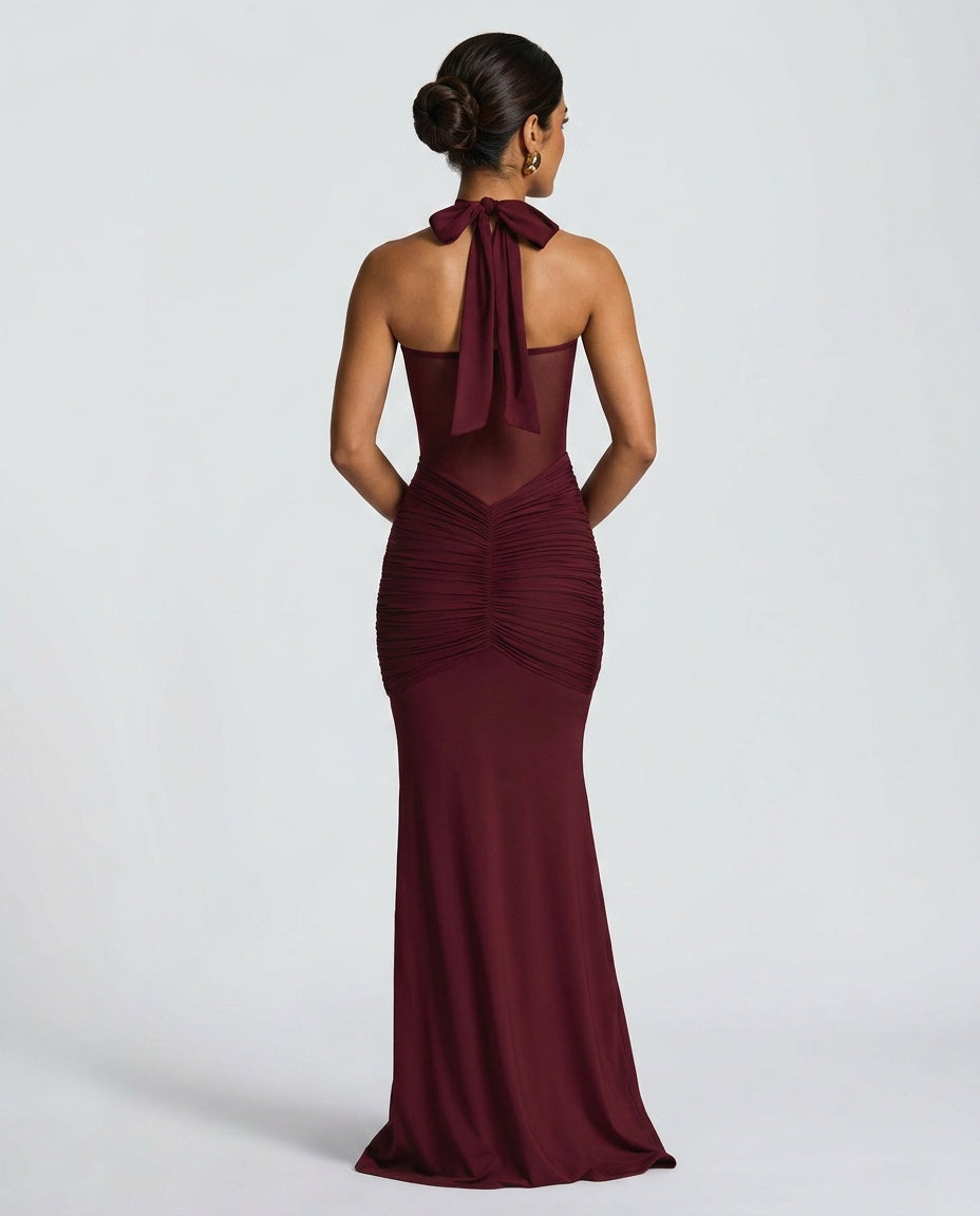 Cora | Halter Neck Backless Maxi Dress