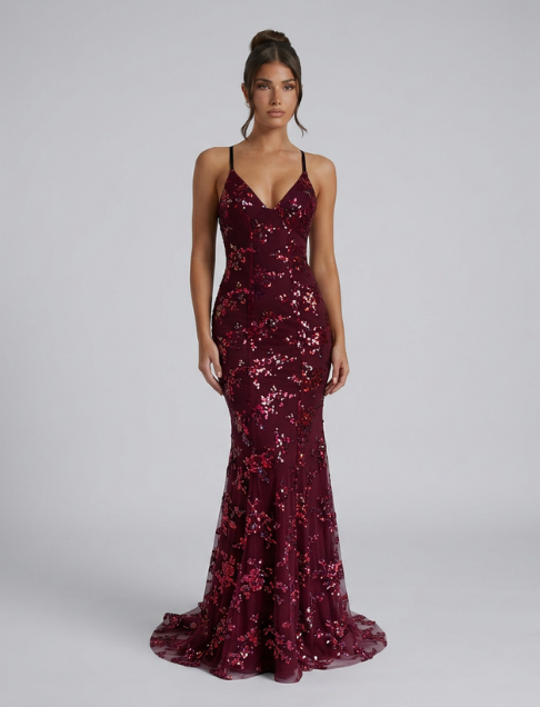 Rita | Maxi Dress with Deep V-Neck and Embellished Detail
