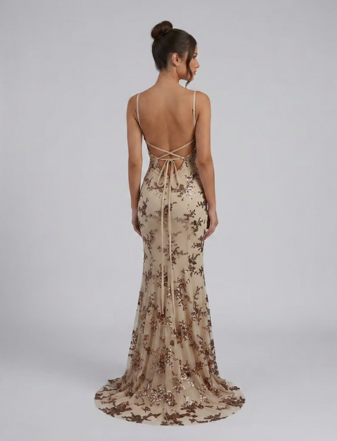 Rita | Maxi Dress with Deep V-Neck and Embellished Detail