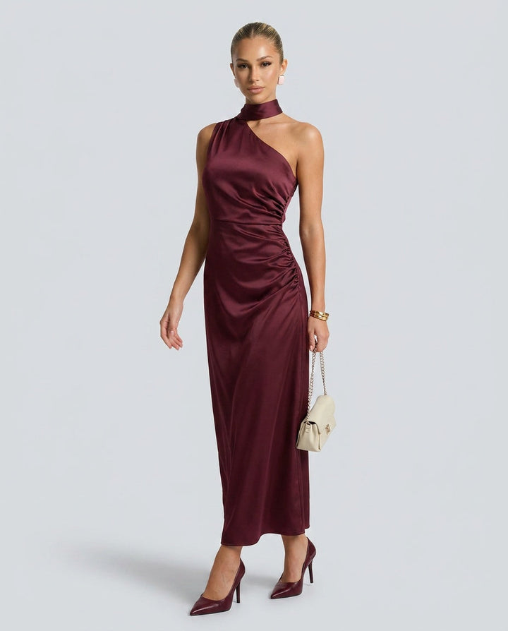 Esme | One-Shoulder Satin-Look Maxi Dress