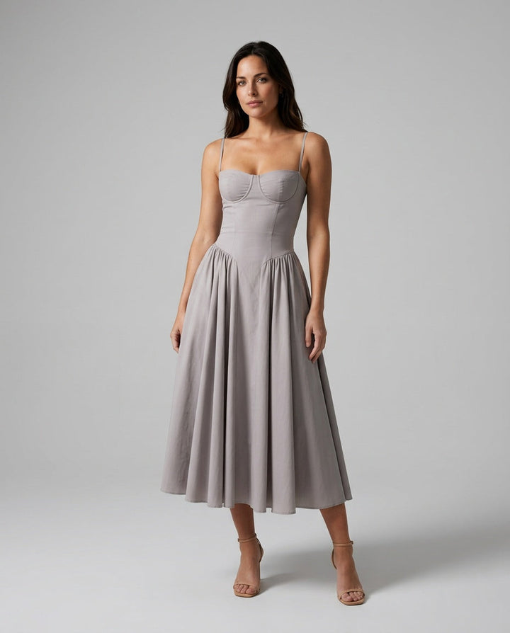 Willa | Spaghetti Strap Sweetheart Midi Dress