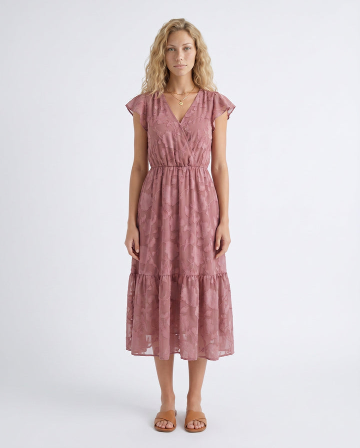 Talia | Floral Ruffle Detail Midi Dress