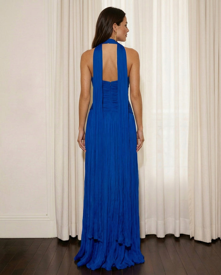 Vivienne | Off-Shoulder Pleated Chiffon Maxi Dress