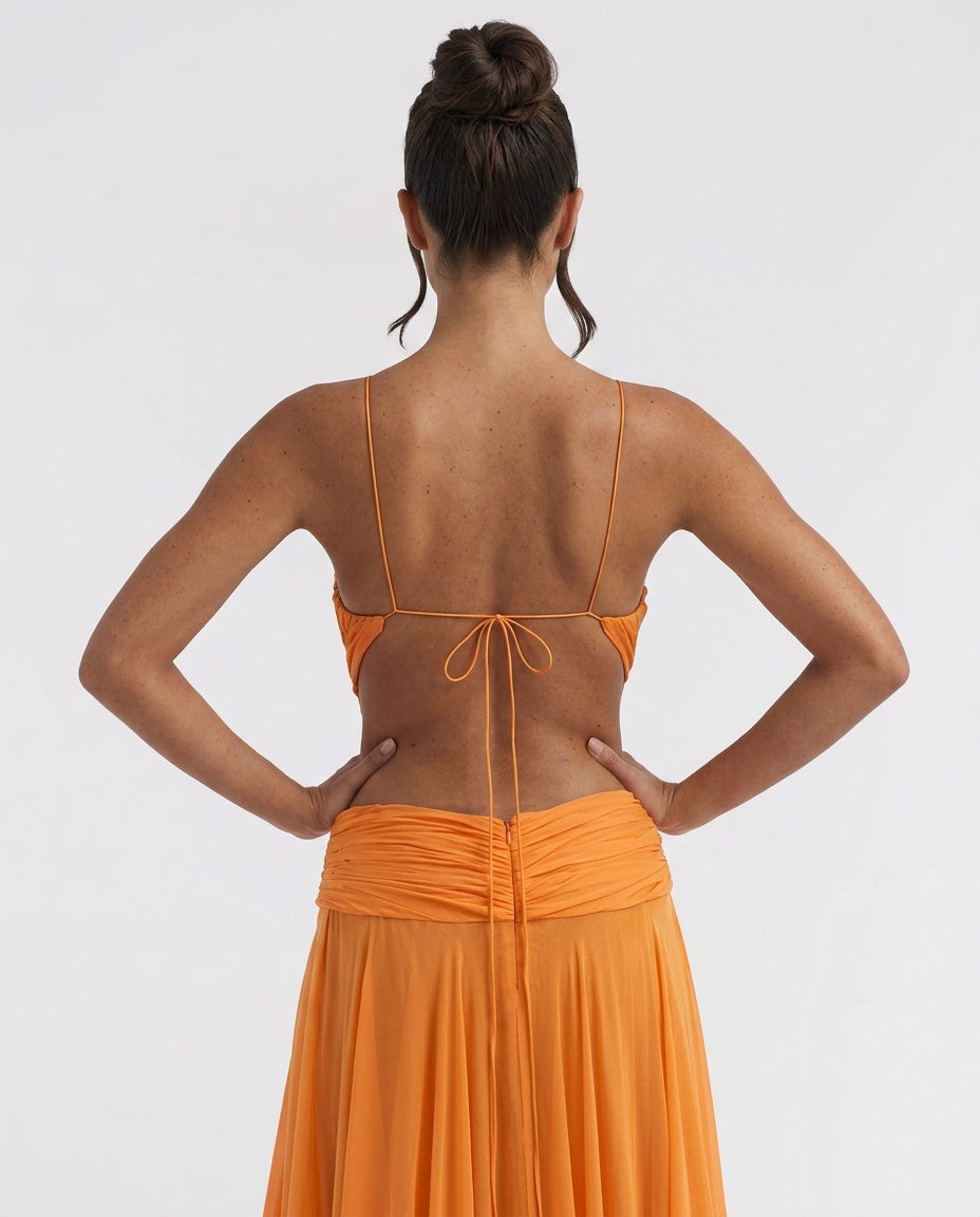 Orla | Chiffon Cut-Out Gathered Maxi Dress