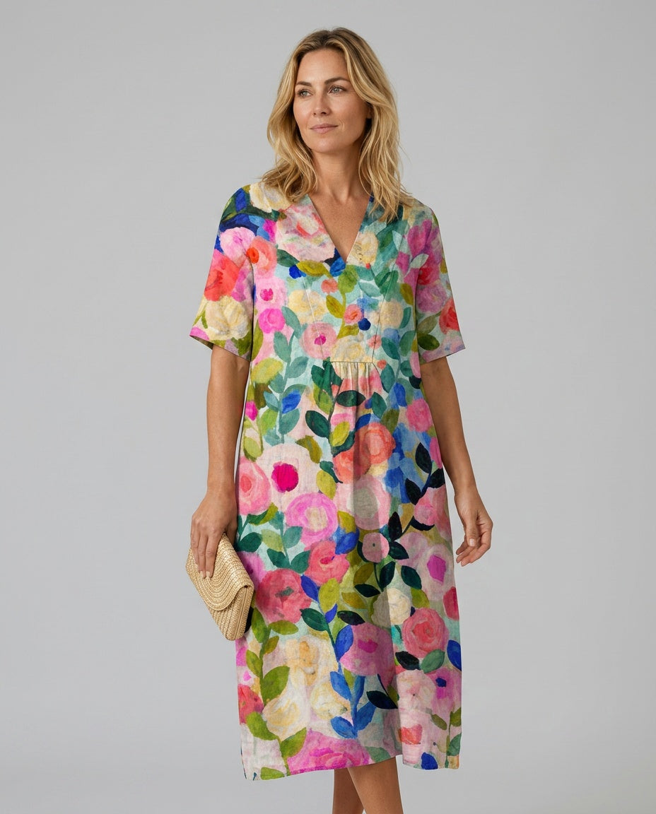 Fiona | Floral Print Midi Dress