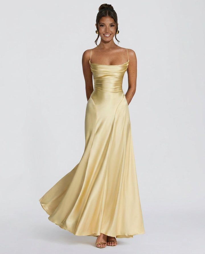 Adelina | Ruched Spaghetti Strap Maxi Dress