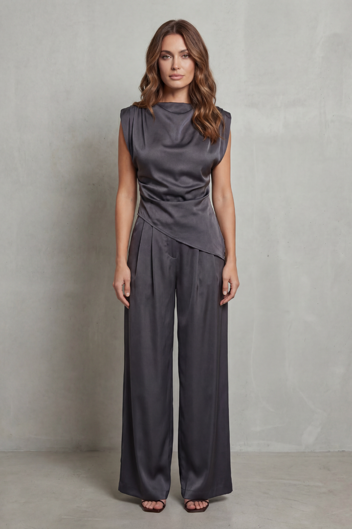 Selora | Draped Waist Wide-Leg Coord Set