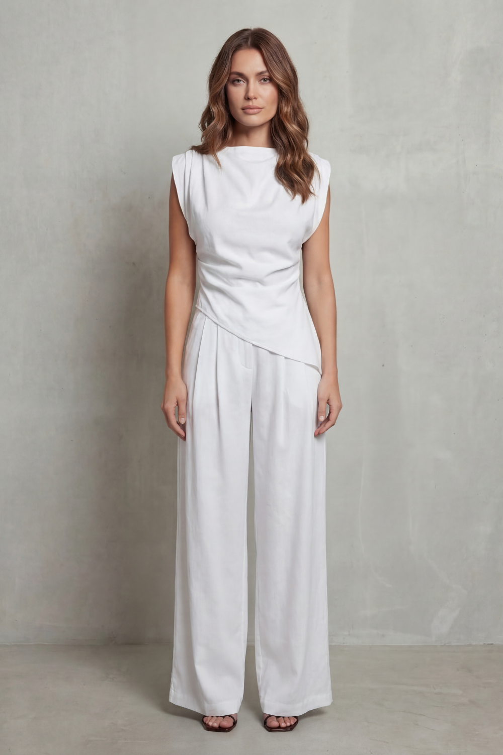 Selora | Draped Waist Wide-Leg Coord Set