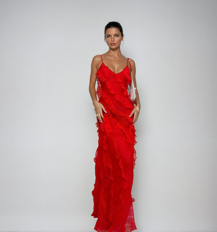 Ottilie | Romantic Ruffle Chiffon Maxi Dress