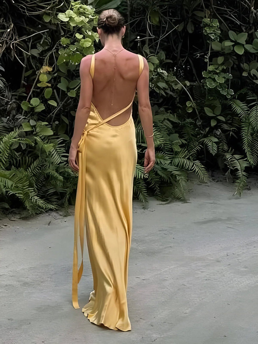 Mira | Semi-Sheer One Shoulder Satin Maxi Dress