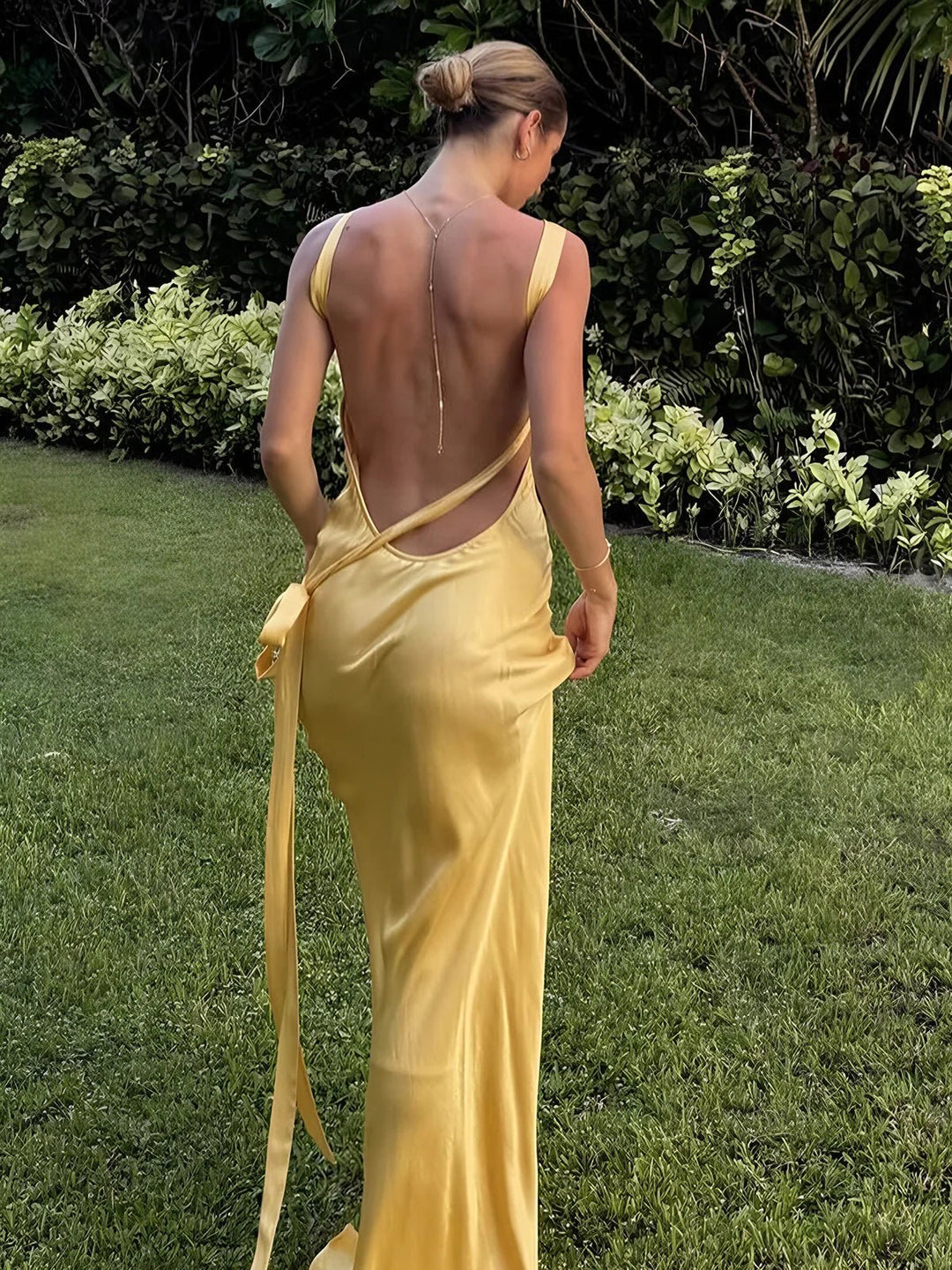 Mira | Semi-Sheer One Shoulder Satin Maxi Dress