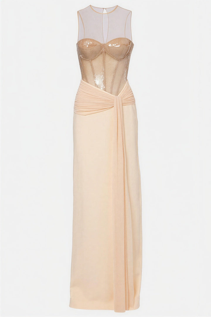 Silvaine | Sequin Spliced Gathered Maxi Dress