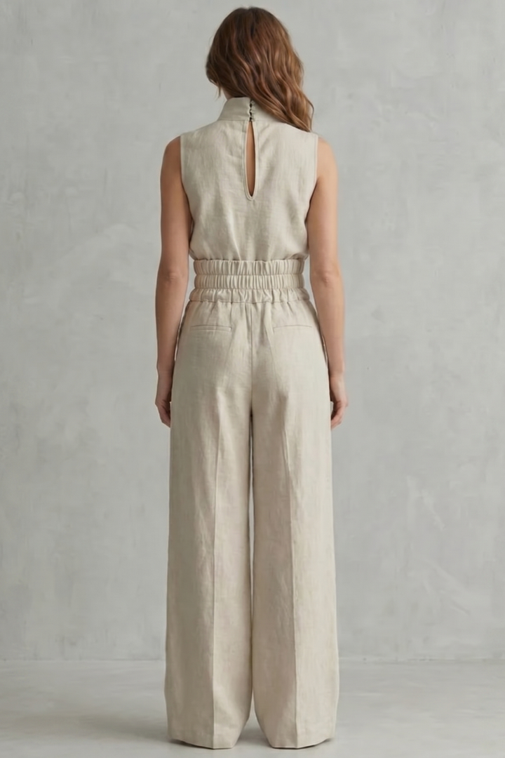 Serelisse | Sleeveless High-Neck Wide-Leg Trouser Set