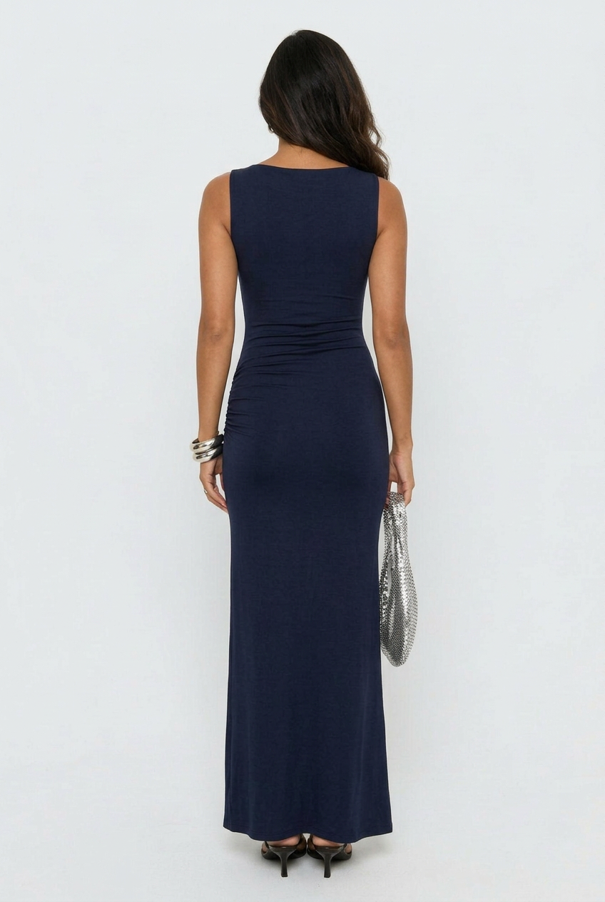Serena | Ruched Side-Slit Wedding Guest Maxi Dress