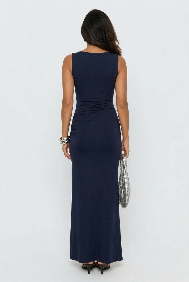 Serena | Ruched Side-Slit Wedding Guest Maxi Dress