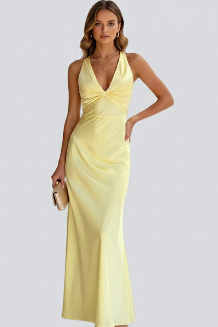 Freya | V-Neck Fitted Waist Maxi Dress
