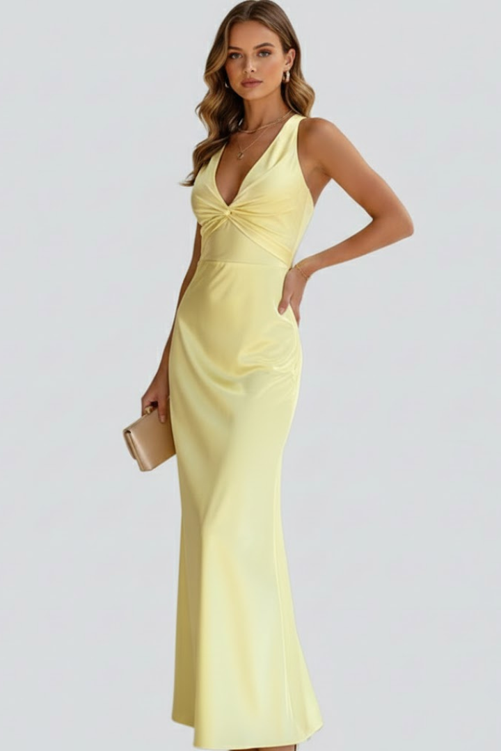 Freya | V-Neck Fitted Waist Maxi Dress