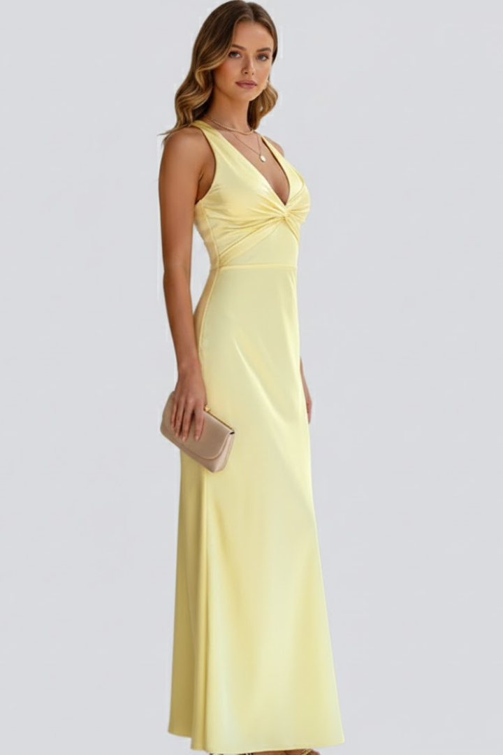 Freya | V-Neck Fitted Waist Maxi Dress