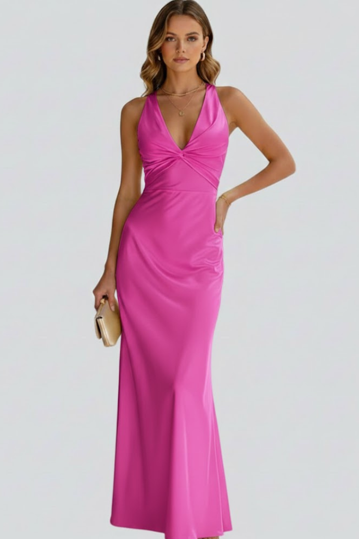 Freya | V-Neck Fitted Waist Maxi Dress
