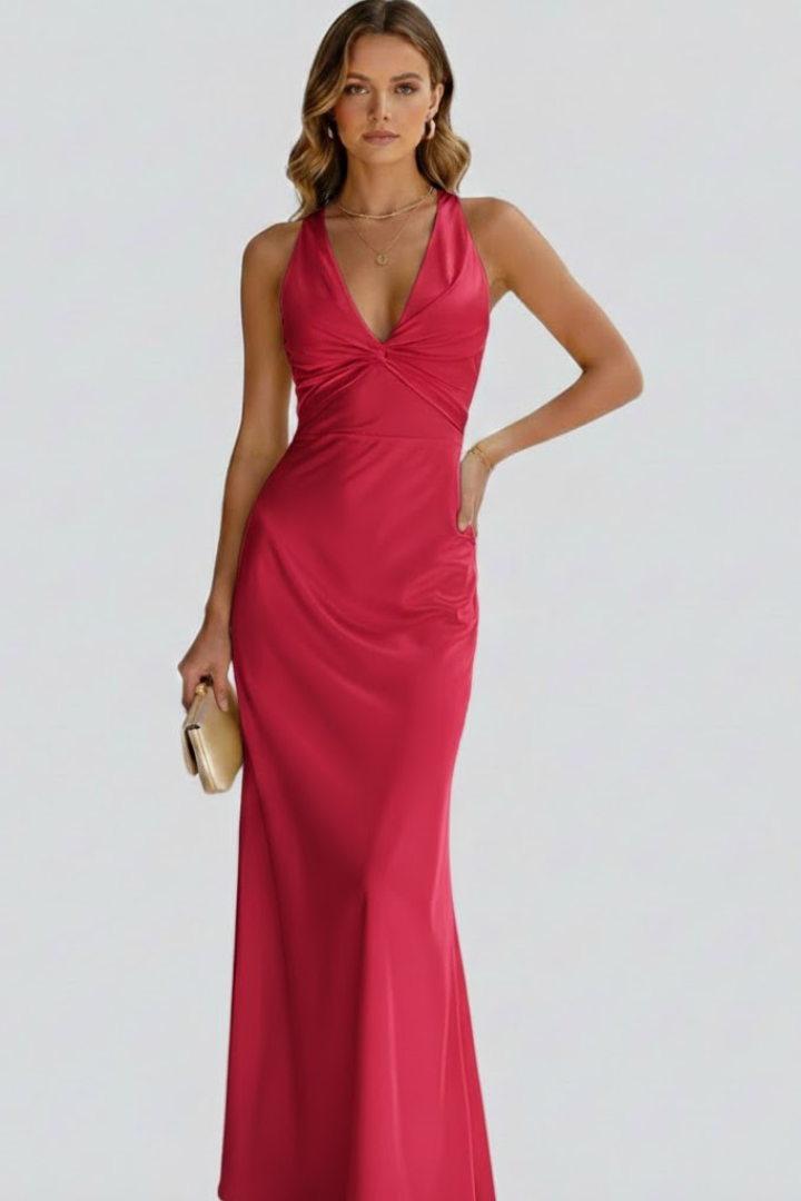 Freya | V-Neck Fitted Waist Maxi Dress