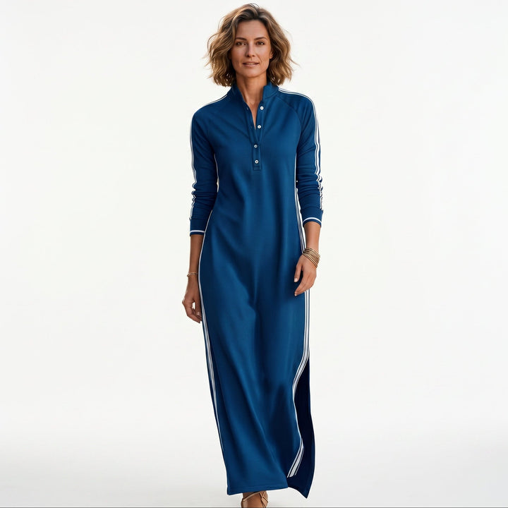 Cordelia | Button-Down Collar White Maxi Dress