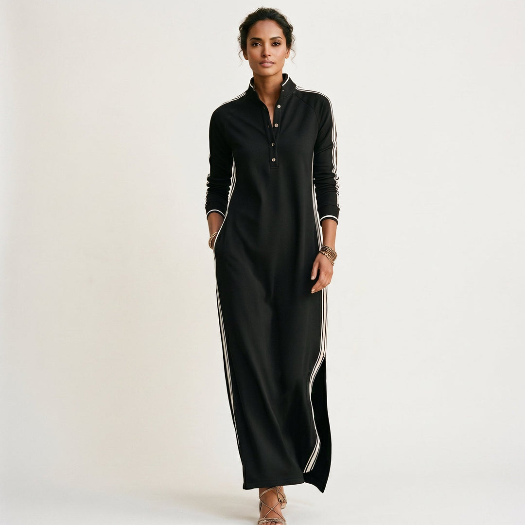 Cordelia | Button-Down Collar White Maxi Dress