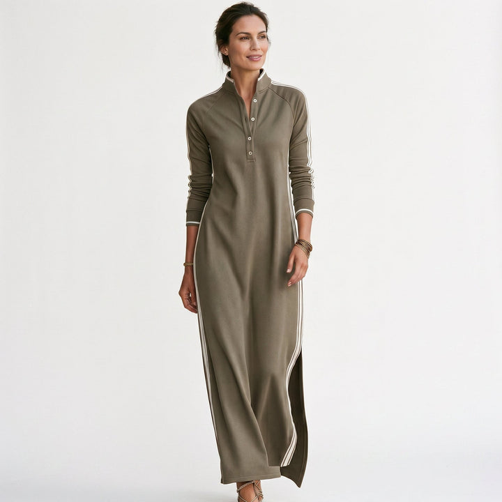 Cordelia | Button-Down Collar White Maxi Dress