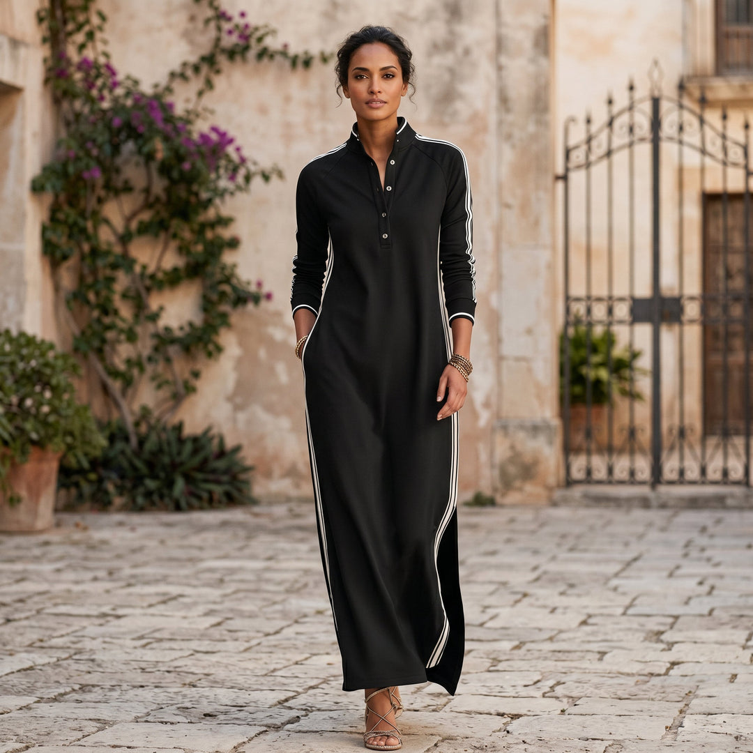 Cordelia | Button-Down Collar White Maxi Dress