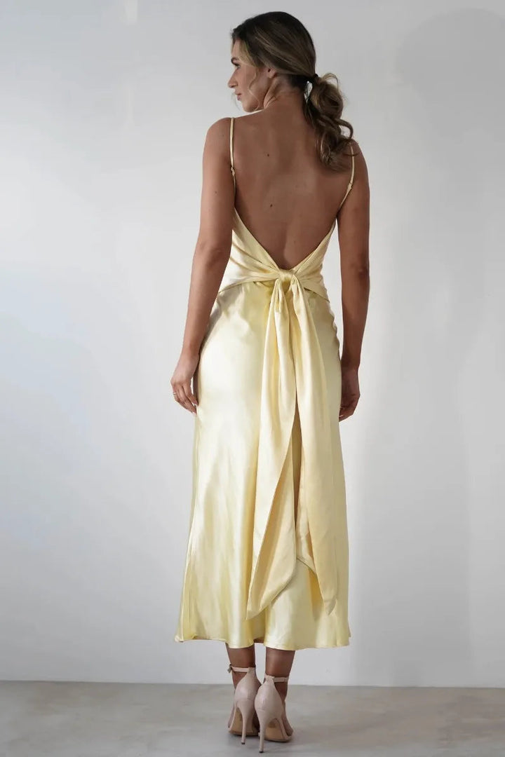 Celeste | V-Neck Satin-Look Midi Dress