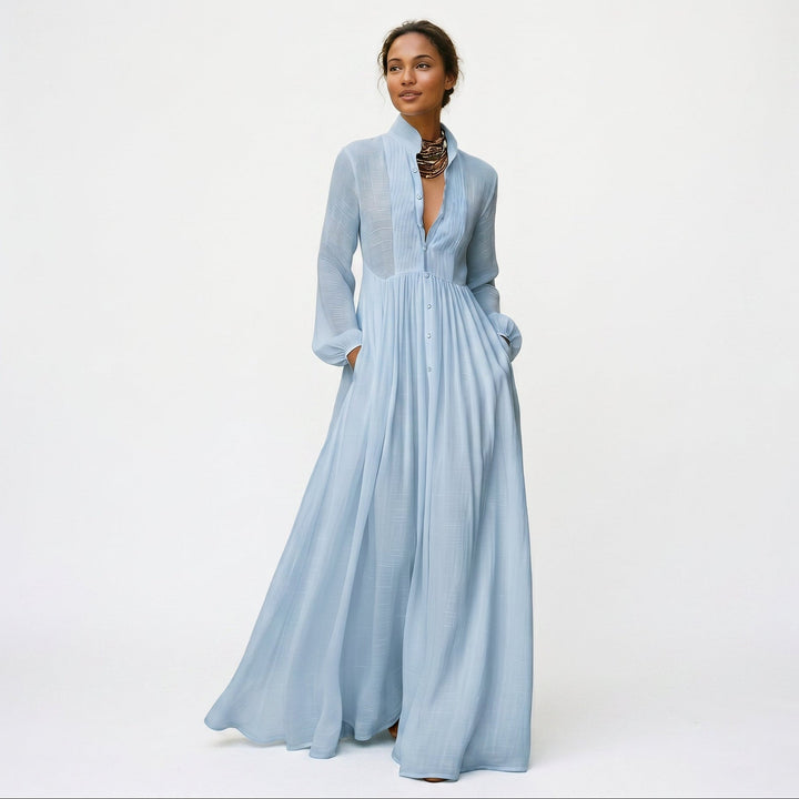 Oriane | Long Sleeve Polyester Maxi Dress