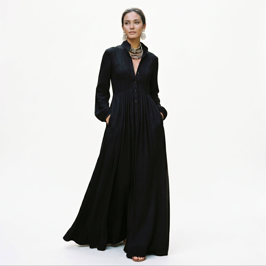 Oriane | Long Sleeve Polyester Maxi Dress