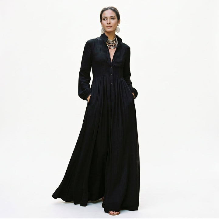 Oriane | Long Sleeve Polyester Maxi Dress