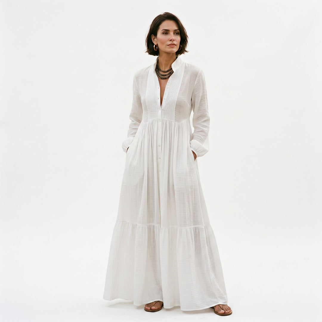 Oriane | Long Sleeve Polyester Maxi Dress