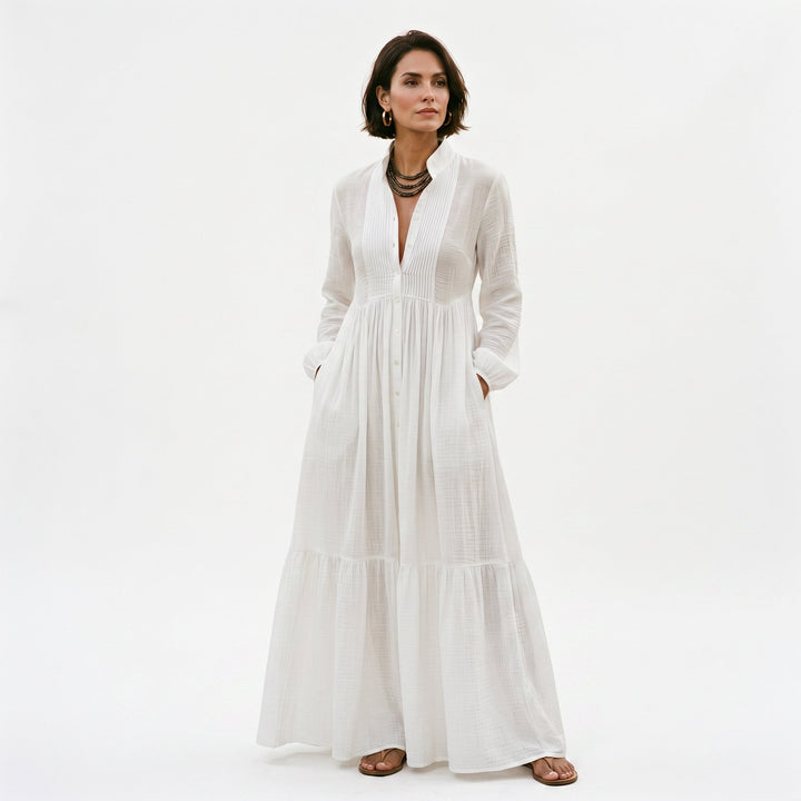 Oriane | Long Sleeve Polyester Maxi Dress