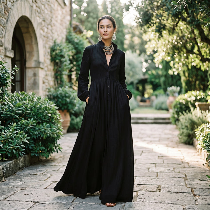 Oriane | Long Sleeve Polyester Maxi Dress