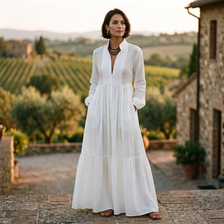 Oriane | Long Sleeve Polyester Maxi Dress