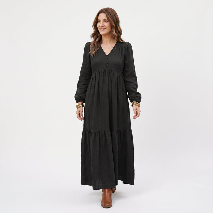 Thea | Retro Long Sleeve Maxi Dress