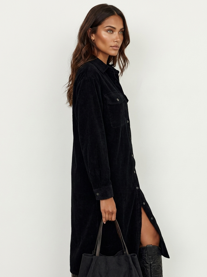 Aurelia | Corduroy Shirt Midi Dress