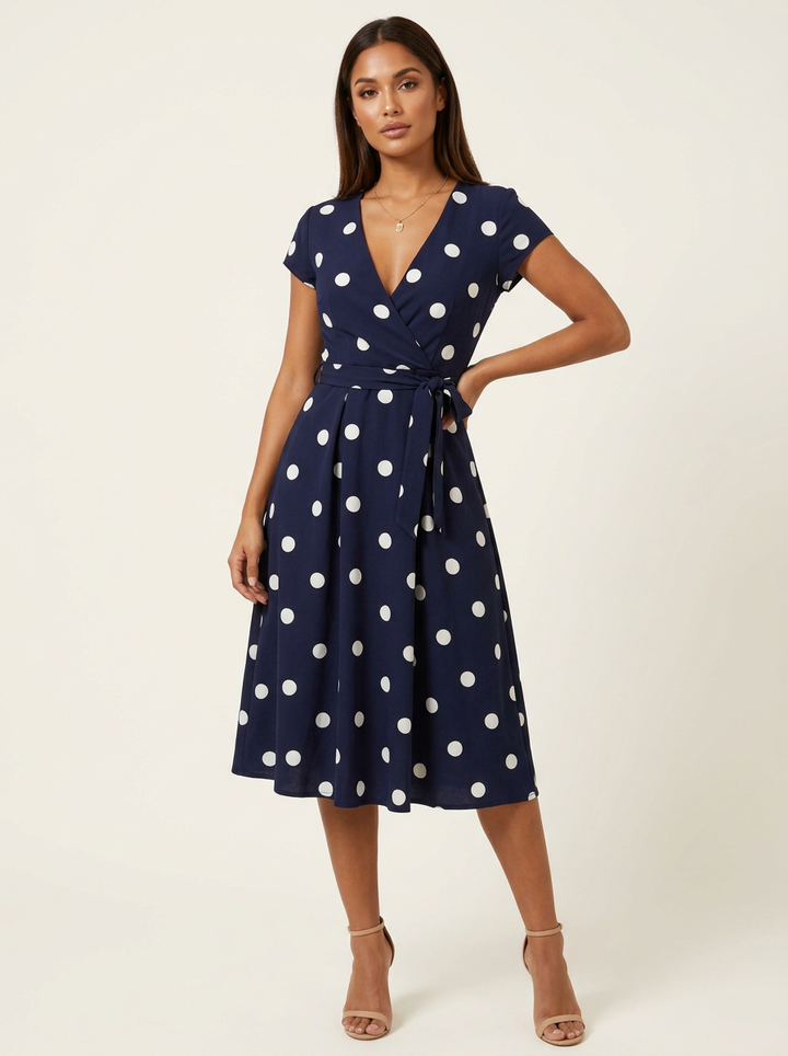 Camille | Polkadot Wrap Midi Dress