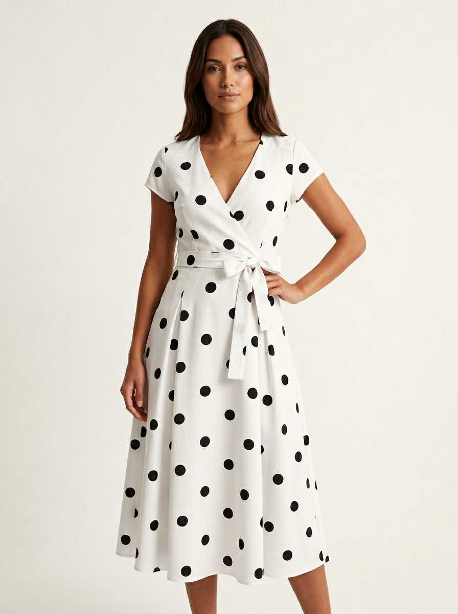 Camille | Polkadot Wrap Midi Dress