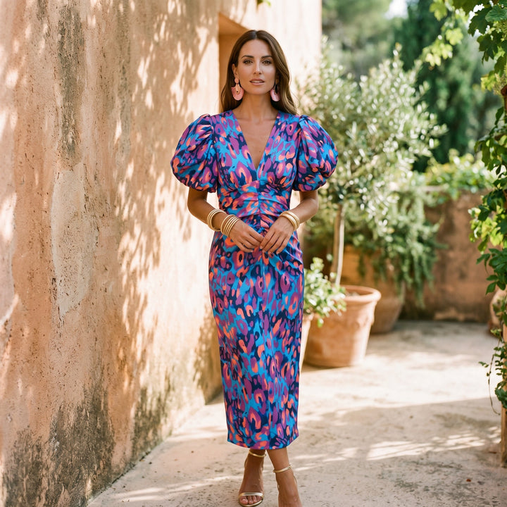 Talia | Puff Sleeve Midi Dress
