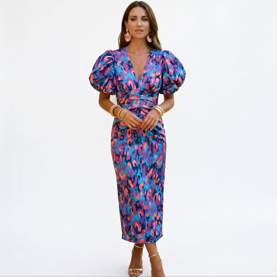 Talia | Puff Sleeve Midi Dress