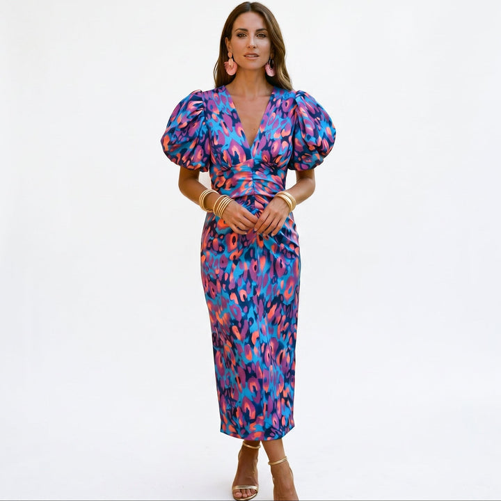 Talia | Puff Sleeve Midi Dress
