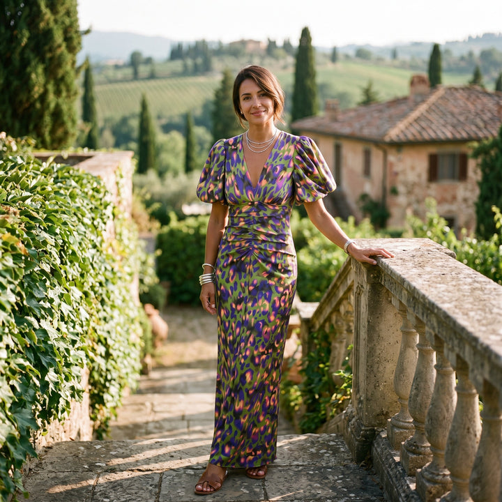 Talia | Puff Sleeve Midi Dress