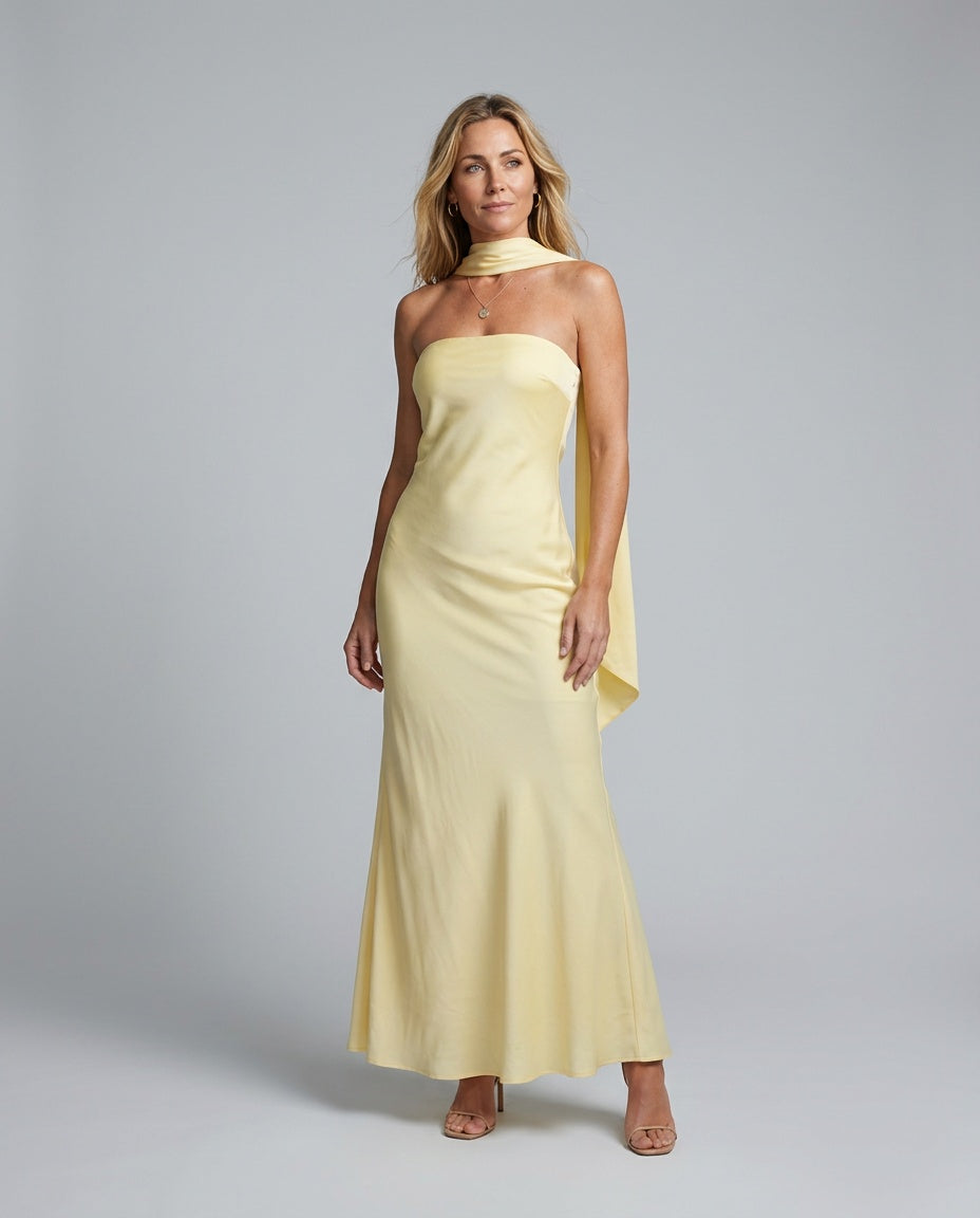 Dione | Strapless Satin-Look Maxi Dress