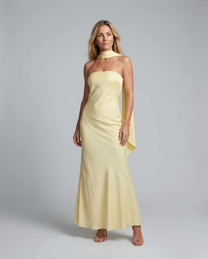 Dione | Strapless Satin-Look Maxi Dress