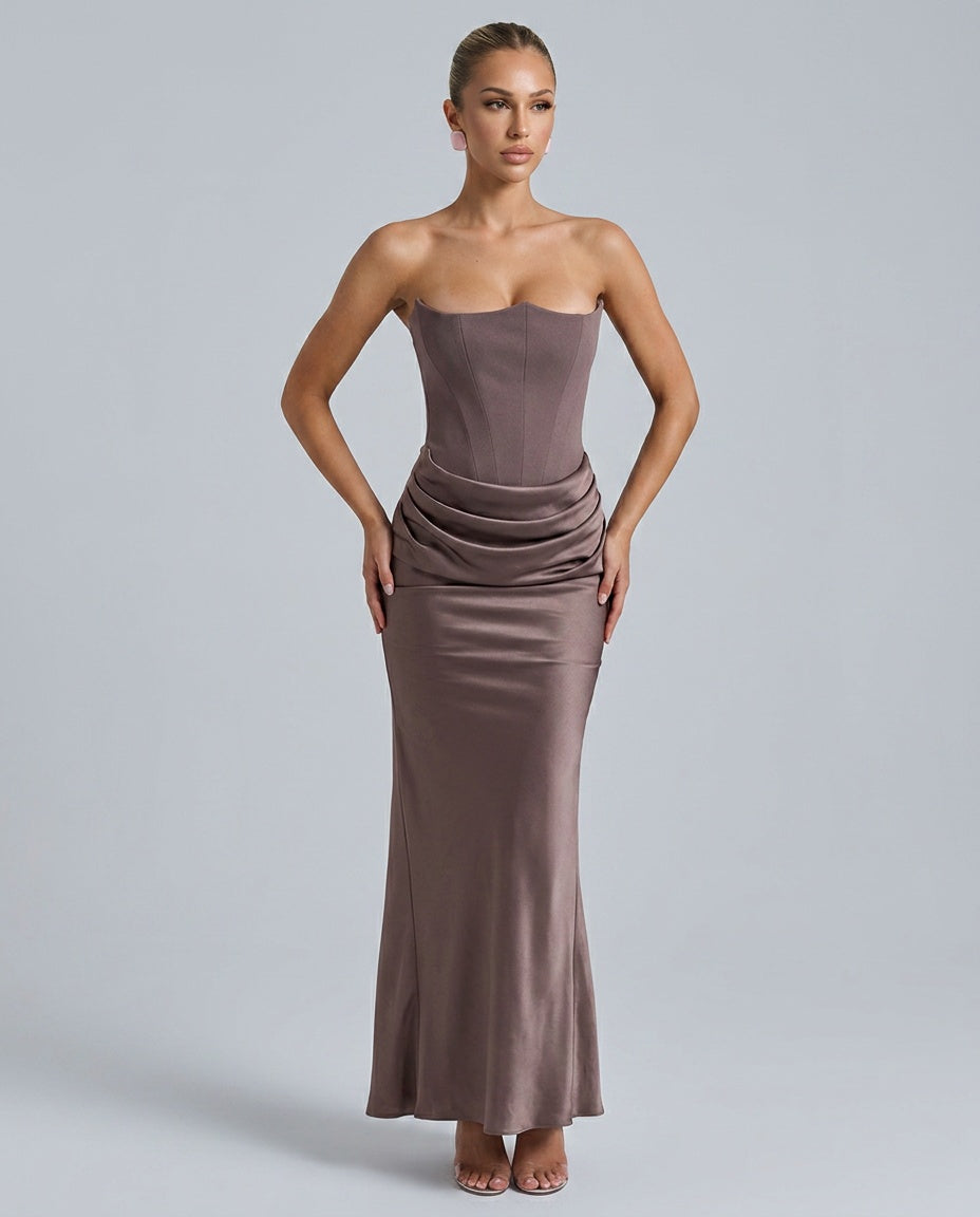 Pia | Strapless Corset Maxi Dress