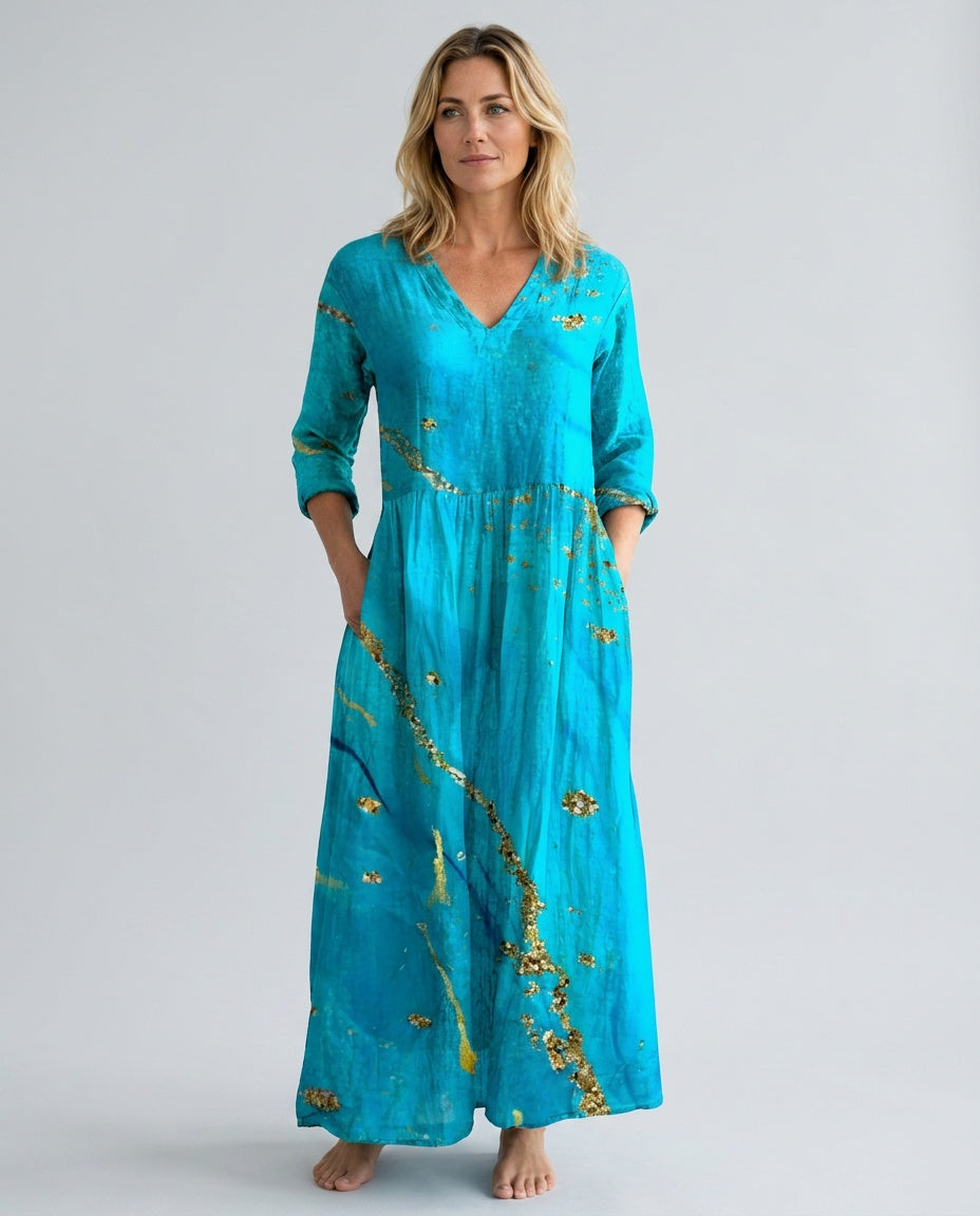 Bianca | Flowy V-Neck Floral Summer Maxi Dress