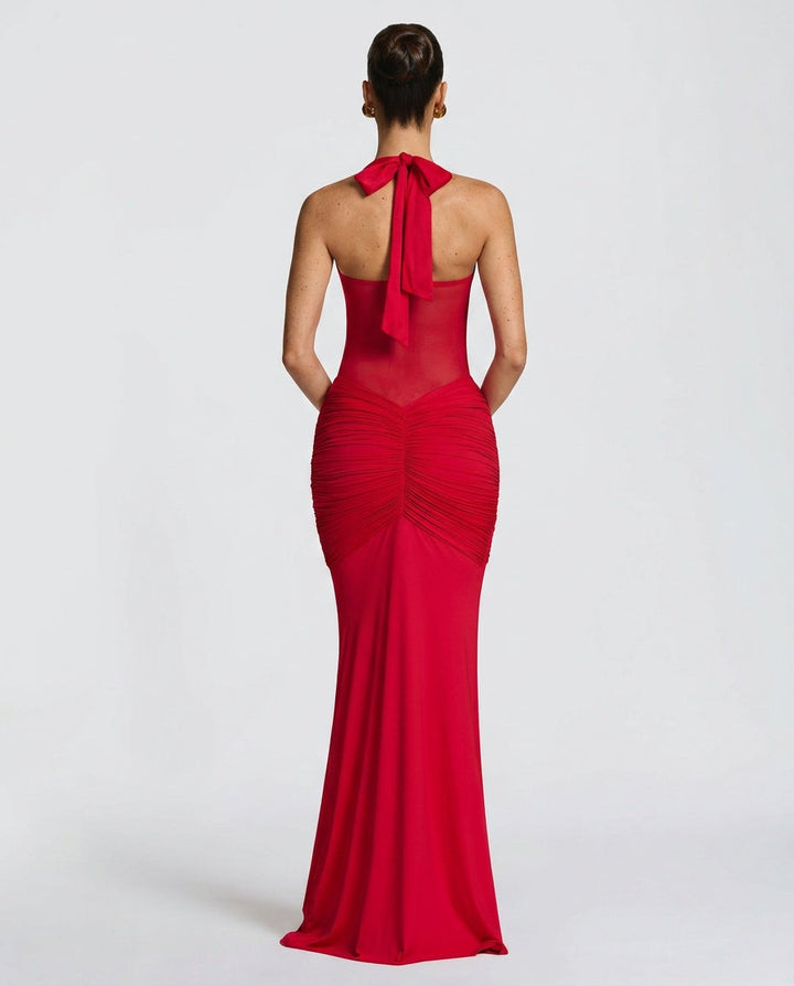 Cora | Halter Neck Backless Maxi Dress